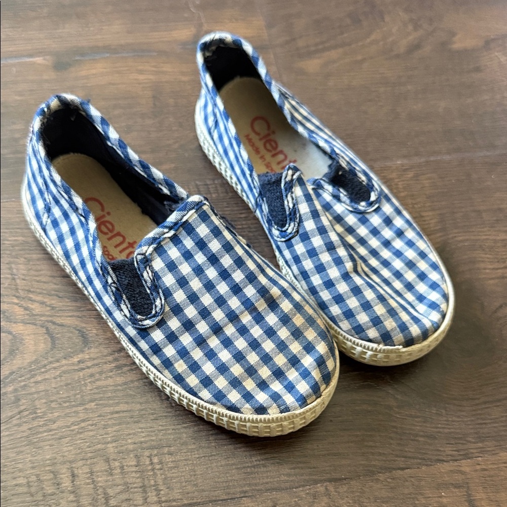 Cienta Kids Navy Checkered Slip-On Sneakers